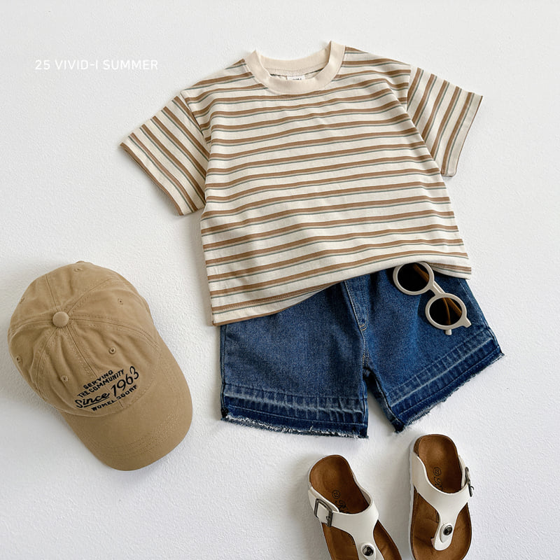 Vivid I - Korean Children Fashion - #kidsstore - Smile Stripe Short Sleeve Tee - 10