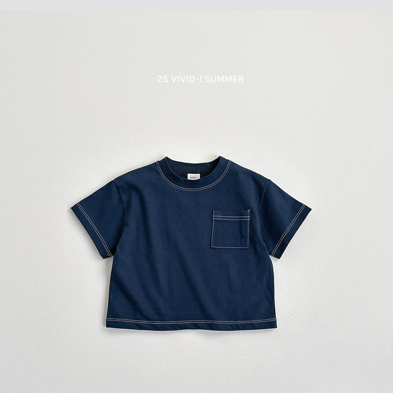 Vivid I - Korean Children Fashion - #kidsstore - Pocket Stitch Short Sleeve Tee - 4