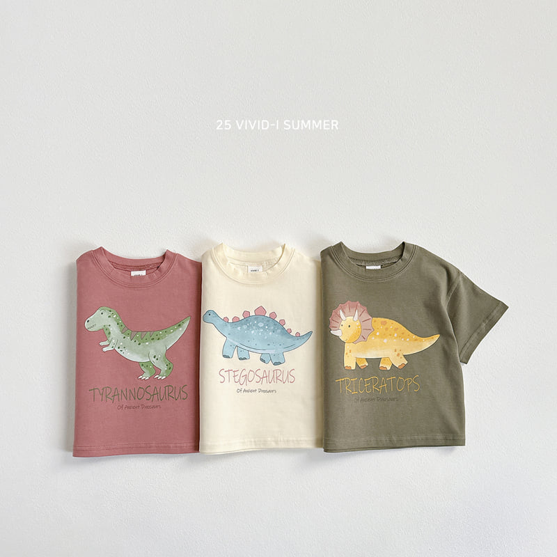 Vivid I - Korean Children Fashion - #littlefashionista - Dino Short Sleeve Tee
