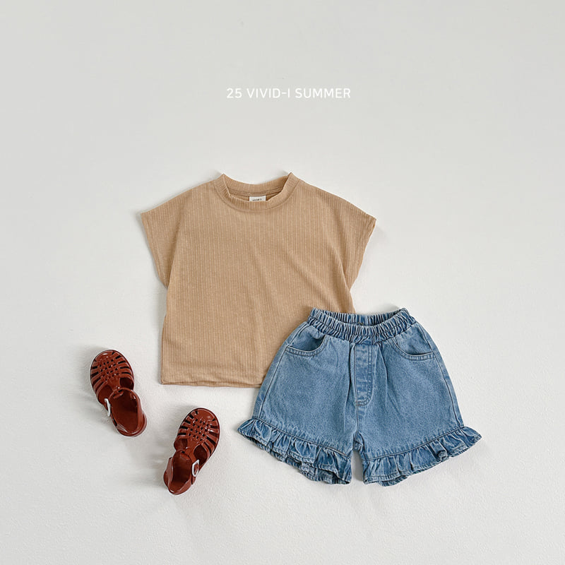 Vivid I - Korean Children Fashion - #littlefashionista - Princess Frill Denim Shorts - 10