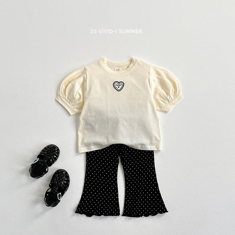 Vivid I - Korean Children Fashion - #littlefashionista - Heart Embroidery Puff Tee - 8