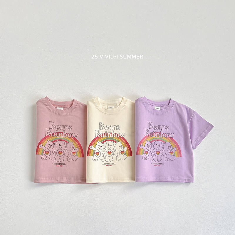 Vivid I - Korean Children Fashion - #littlefashionista - Rainbow Bear Friends Tee