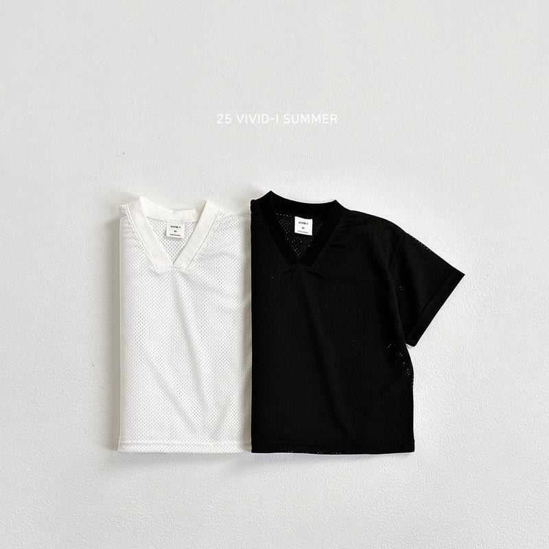 Vivid I - Korean Children Fashion - #littlefashionista - V-Neck Cool Mesh Tee