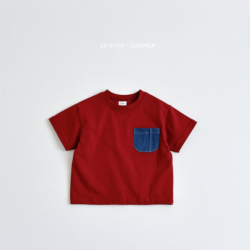 Vivid I - Korean Children Fashion - #Kfashion4kids - Denim Pocket Short Sleeve Tee - 4