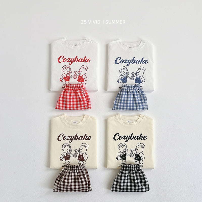 Vivid I - Korean Children Fashion - #magicofchildhood - Cooking Bear Check Set