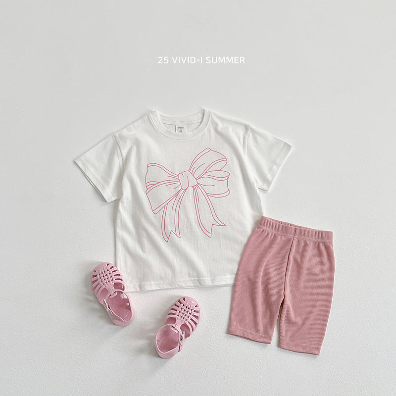 Vivid I - Korean Children Fashion - #magicofchildhood - Ribbon Long Short Sleeve Tee - 12