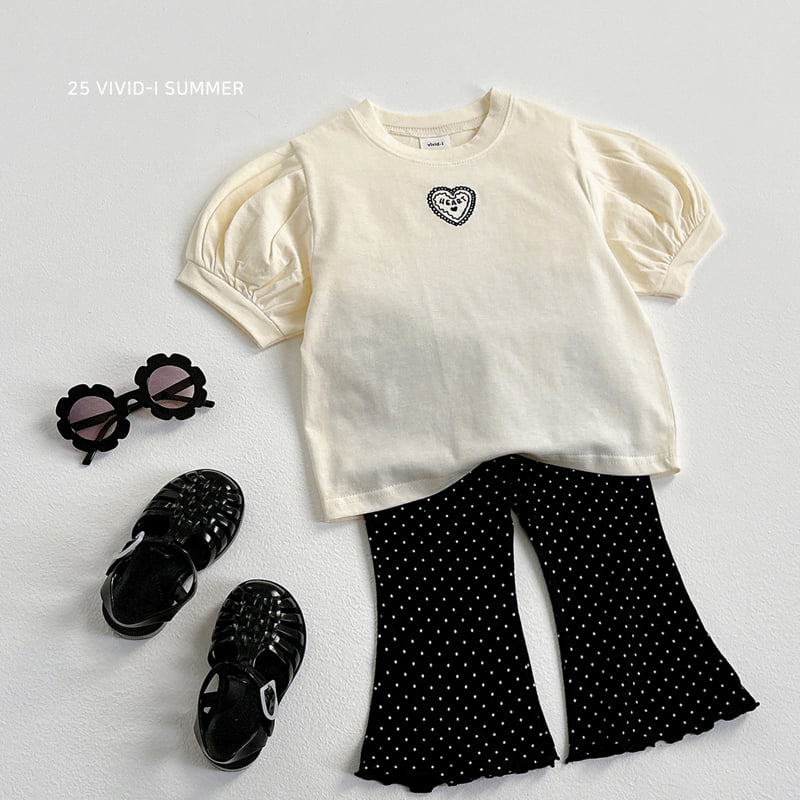 Vivid I - Korean Children Fashion - #magicofchildhood - Heart Embroidery Puff Tee - 9