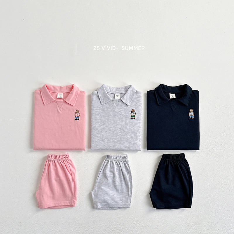 Vivid I - Korean Children Fashion - #magicofchildhood - Embroidery Collar Short Sleeve Set - 3