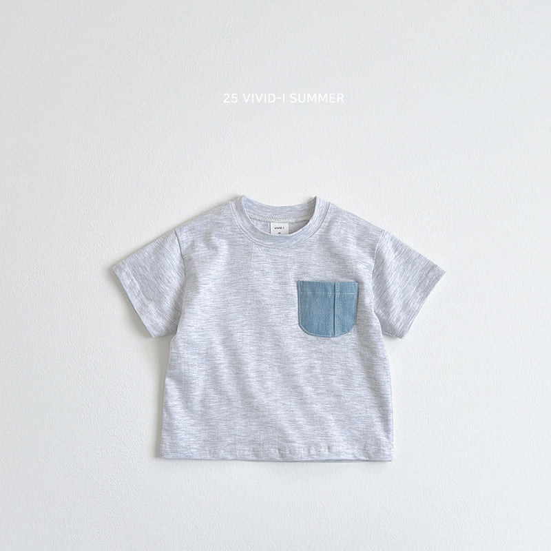 Vivid I - Korean Children Fashion - #magicofchildhood - Denim Pocket Short Sleeve Tee - 5