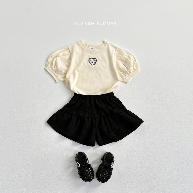 Vivid I - Korean Children Fashion - #minifashionista - Heart Embroidery Puff Tee - 10