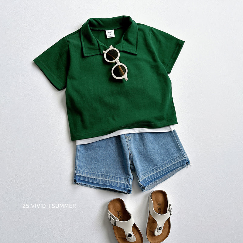 Vivid I - Korean Children Fashion - #minifashionista - Vintage Hem Denim Shorts - 11
