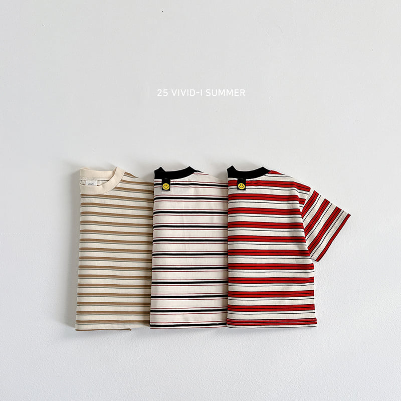 Vivid I - Korean Children Fashion - #minifashionista - Smile Stripe Short Sleeve Tee
