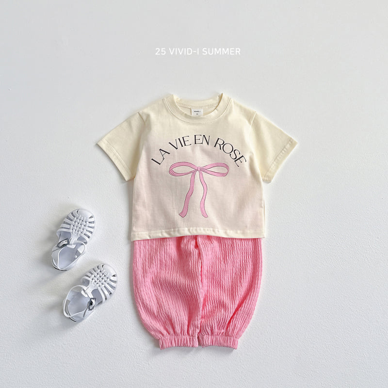 Vivid I - Korean Children Fashion - #prettylittlegirls - Short Sleeve Ribbon Flare Set - 9
