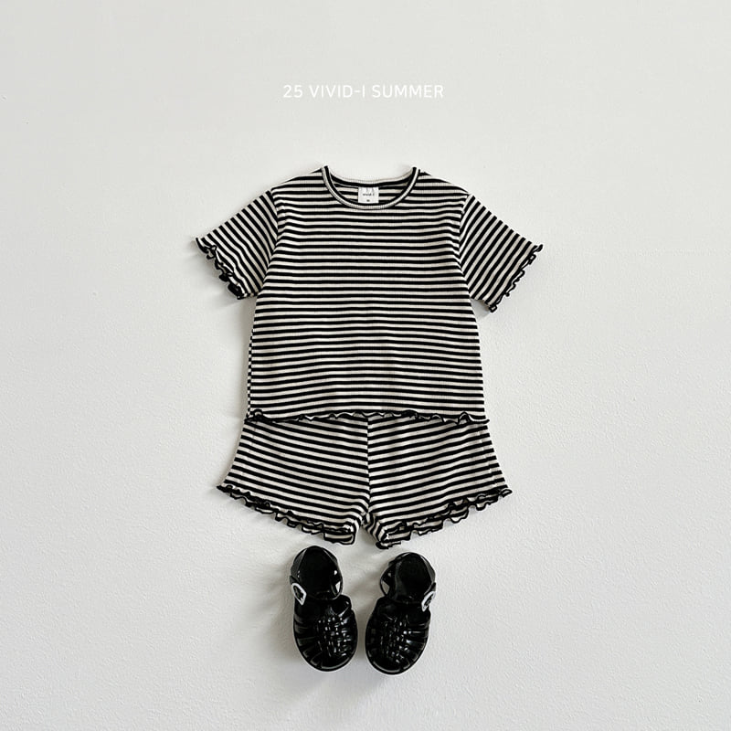 Vivid I - Korean Children Fashion - #prettylittlegirls - Stripe Wave Set - 5