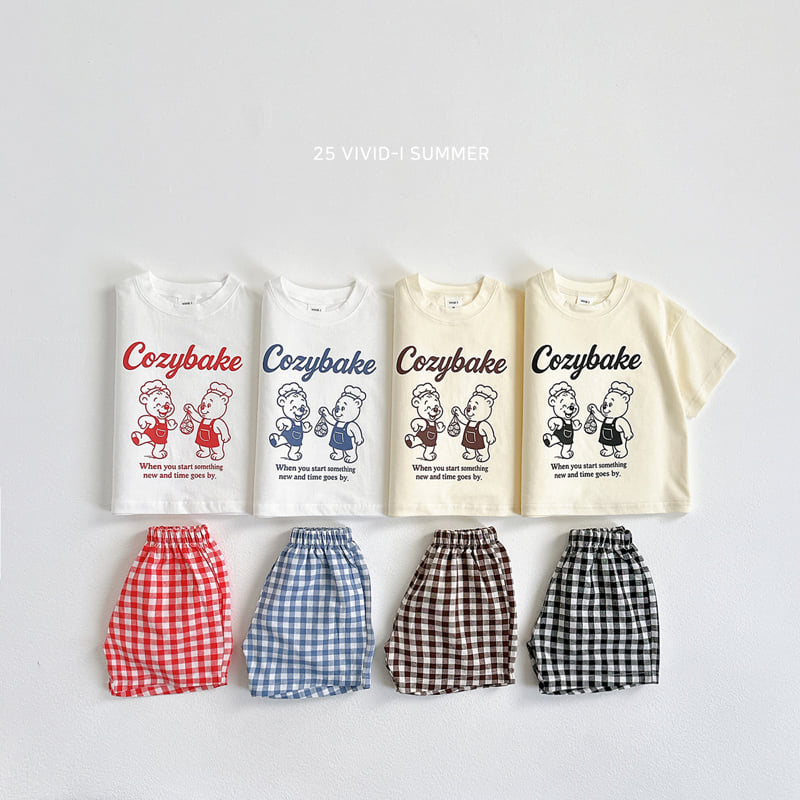 Vivid I - Korean Children Fashion - #prettylittlegirls - Cooking Bear Check Set - 3