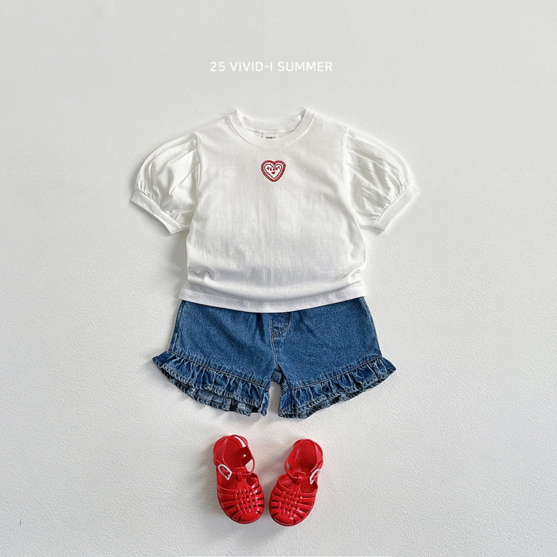 Vivid I - Korean Children Fashion - #prettylittlegirls - Heart Embroidery Puff Tee - 11