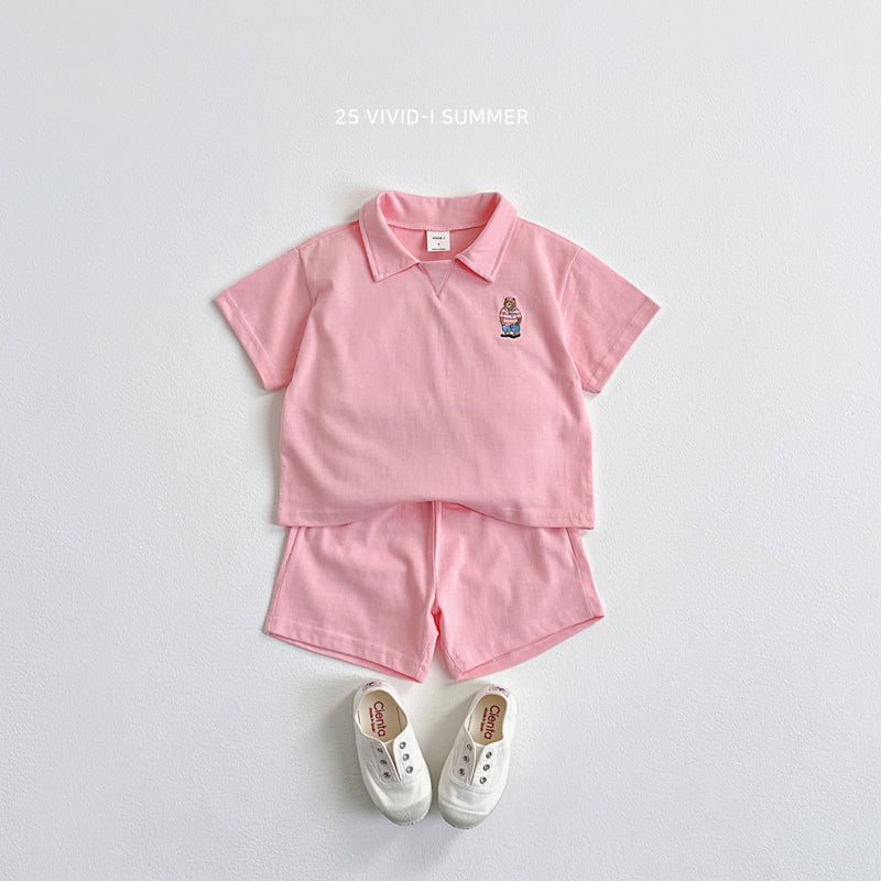 Vivid I - Korean Children Fashion - #prettylittlegirls - Embroidery Collar Short Sleeve Set - 5