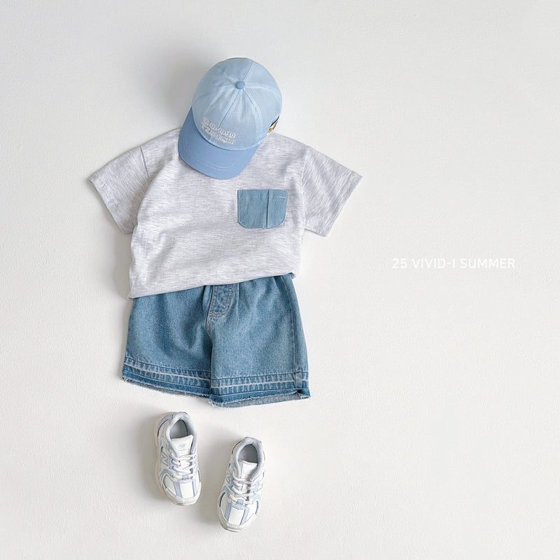 Vivid I - Korean Children Fashion - #prettylittlegirls - Vintage Hem Denim Shorts - 12