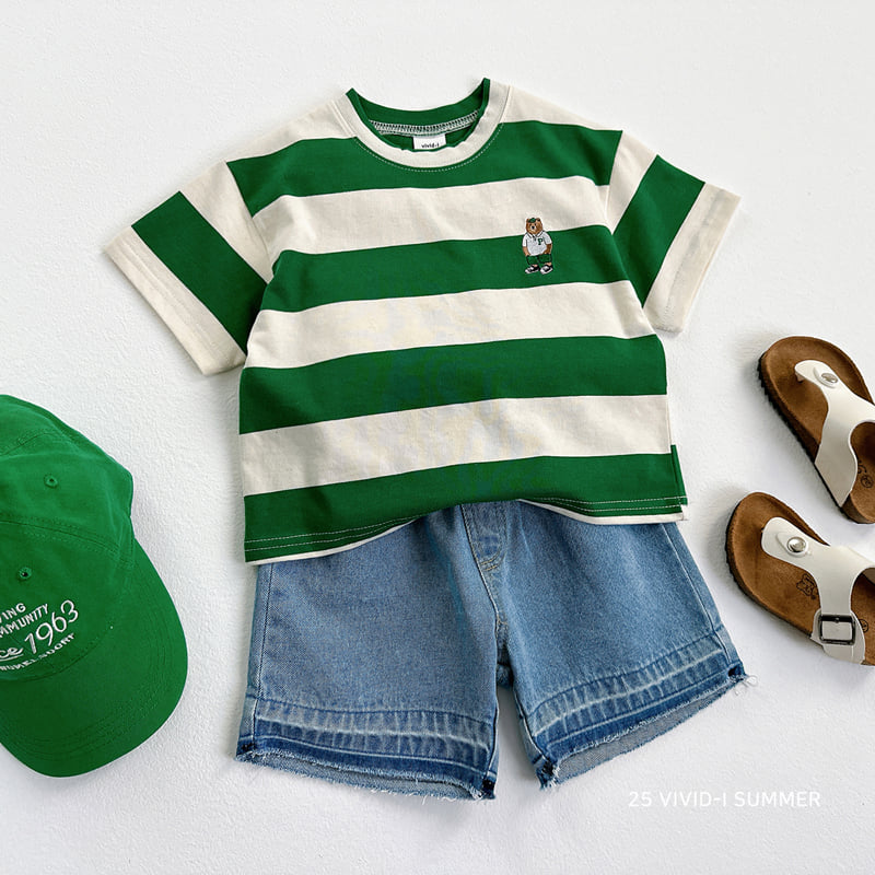 Vivid I - Korean Children Fashion - #stylishchildhood - Big Stripe Embroidery Short Sleeve Tee - 12
