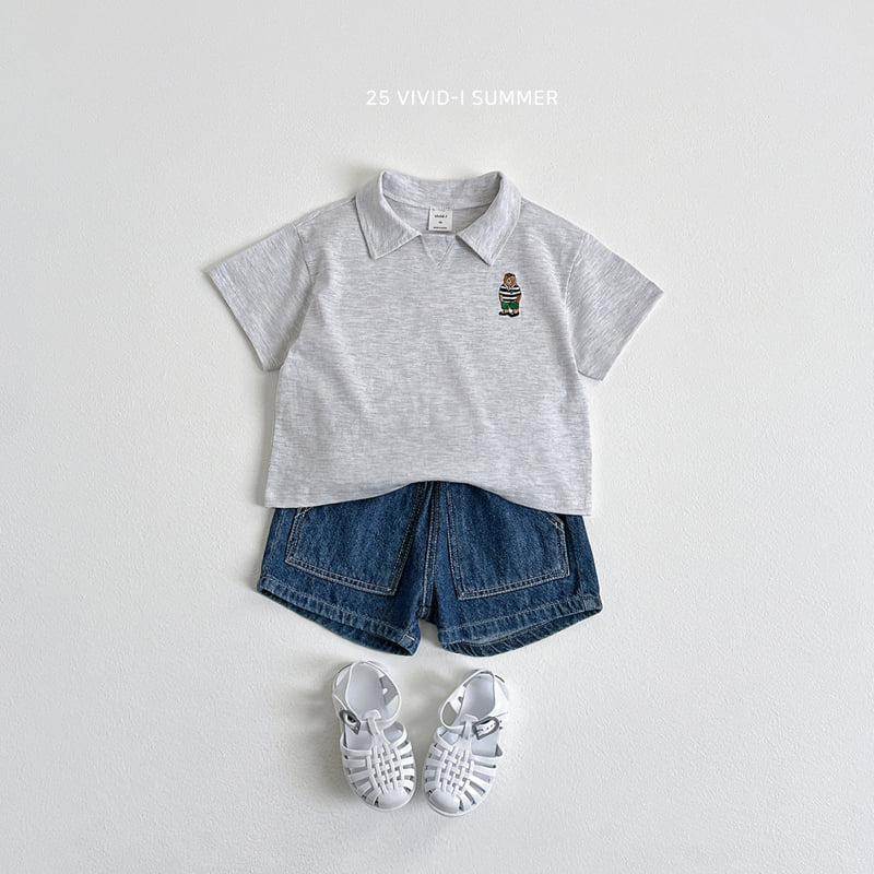 Vivid I - Korean Children Fashion - #stylishchildhood - Embroidery Collar Short Sleeve Set - 8
