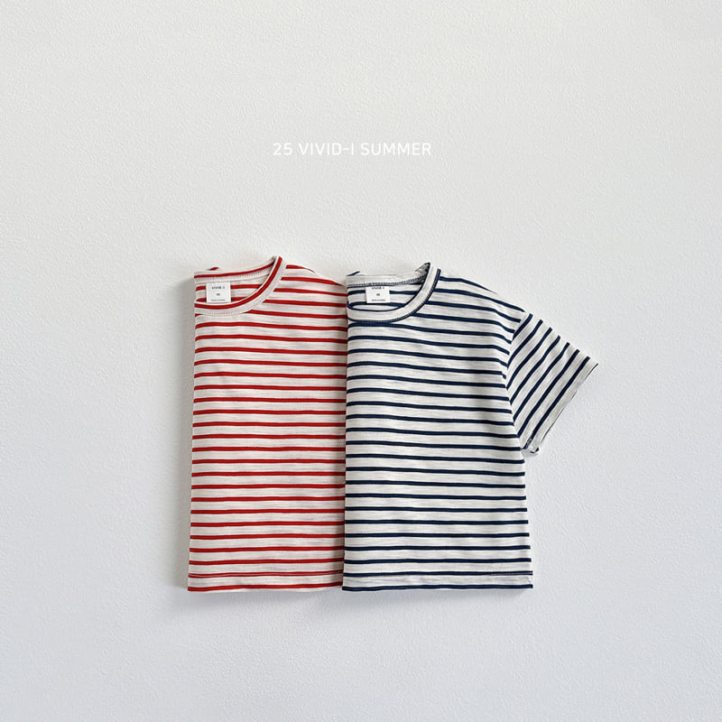 Vivid I - Korean Children Fashion - #stylishchildhood - Marine Stripe Short Sleeve Tee