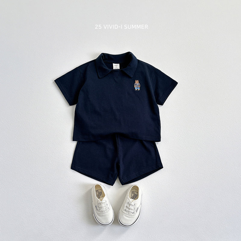Vivid I - Korean Children Fashion - #todddlerfashion - Embroidery Collar Short Sleeve Set - 6
