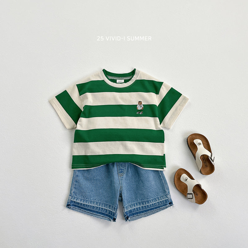 Vivid I - Korean Children Fashion - #toddlerclothing - Big Stripe Embroidery Short Sleeve Tee - 11