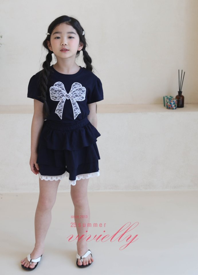 Vivielly - Korean Children Fashion - #childofig - Ribbon Lace Tee