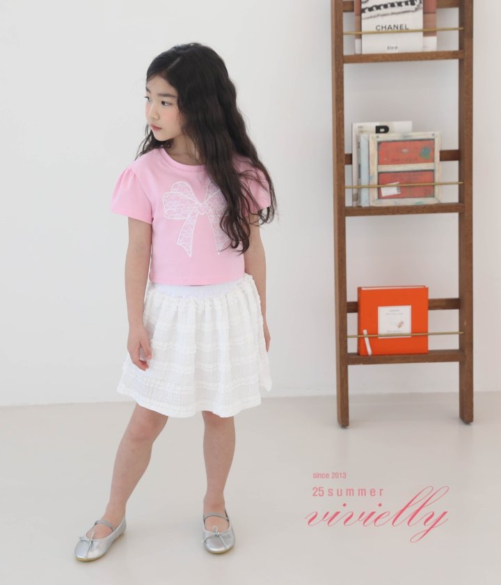 Vivielly - Korean Children Fashion - #childofig - Ribbon Lace Tee - 2