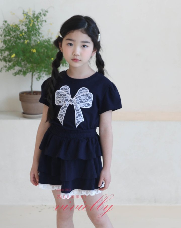 Vivielly - Korean Children Fashion - #childrensboutique - Ribbon Lace Tee - 3