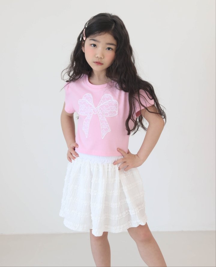 Vivielly - Korean Children Fashion - #fashionkids - Ribbon Lace Tee - 6