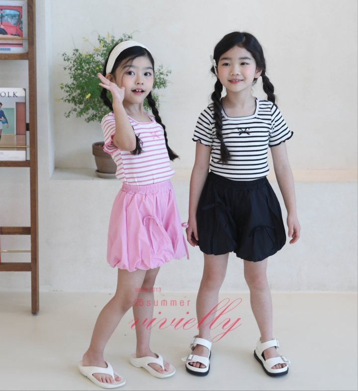Vivielly - Korean Children Fashion - #kidsshorts - Pippi Stripe Tee - 3