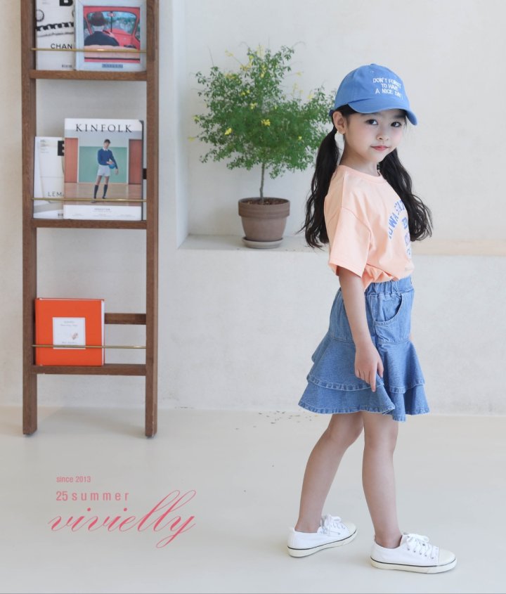 Vivielly - Korean Children Fashion - #kidsshorts - Hurea Cancan Denim Skirt - 5