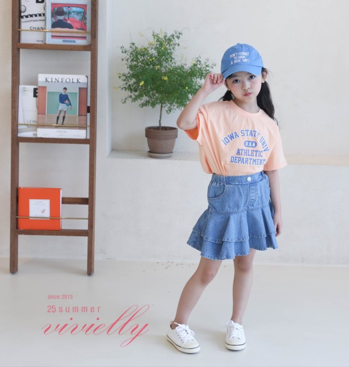 Vivielly - Korean Children Fashion - #kidsstore - Hurea Cancan Denim Skirt - 6