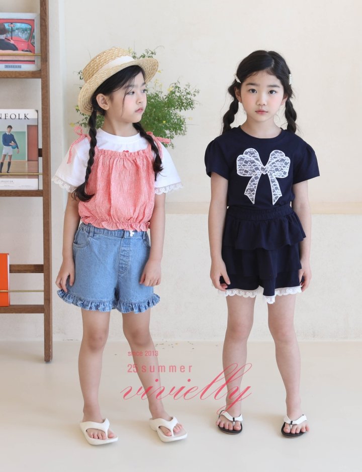 Vivielly - Korean Children Fashion - #kidzfashiontrend - Ribbon Lace Tee - 9