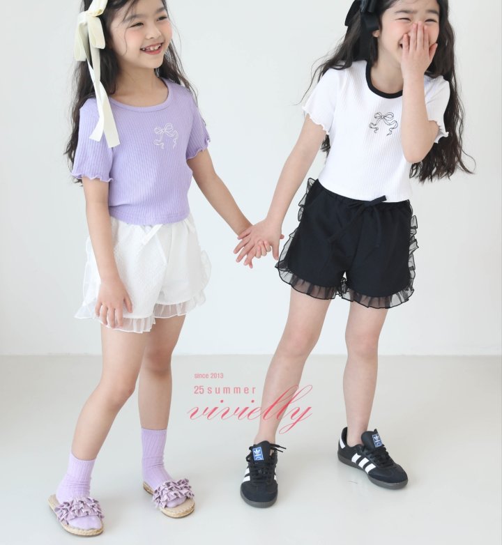 Vivielly - Korean Children Fashion - #kidzfashiontrend - Anna Back Ribbon Tee - 2