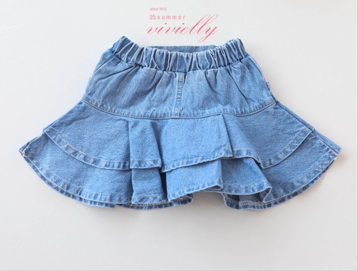 Vivielly - Korean Children Fashion - #magicofchildhood - Hurea Cancan Denim Skirt - 10