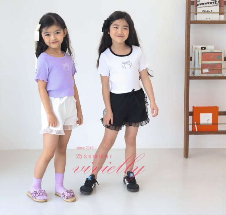 Vivielly - Korean Children Fashion - #toddlerclothing - Anna Back Ribbon Tee - 9