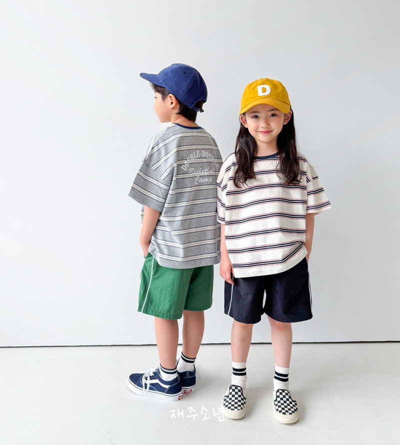 Witty Boy - Korean Children Fashion - #kidsshorts - Double Stripe Tee - 6
