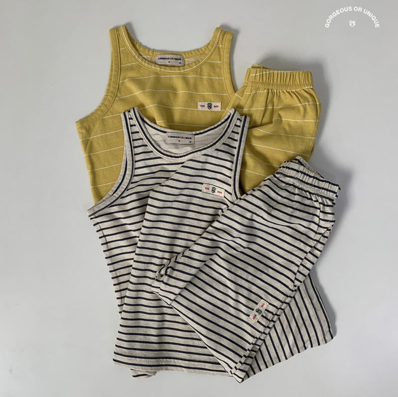 go;u - Korean Children Fashion - #designkidswear - Stripe Set Charcoal