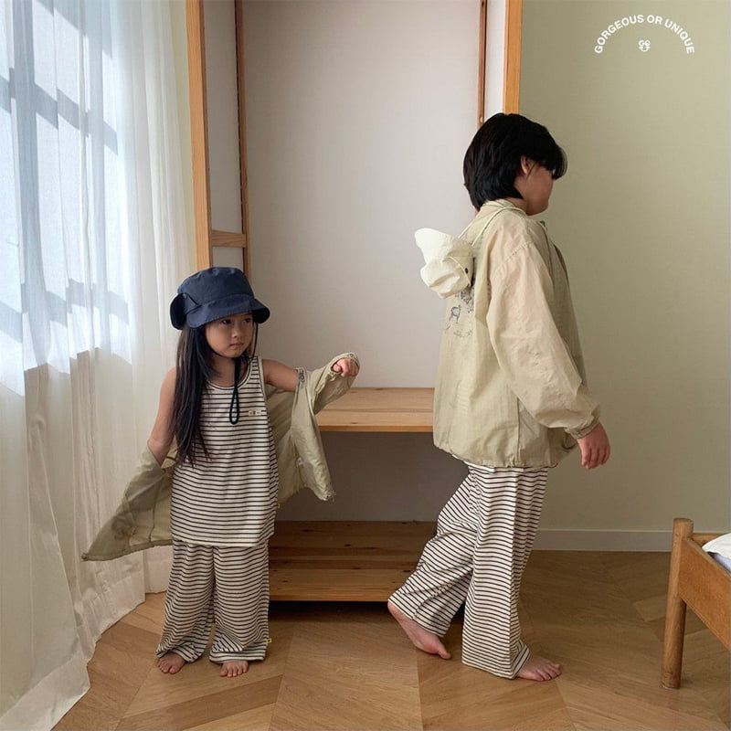 go;u - Korean Children Fashion - #magicofchildhood - Stripe Set Charcoal - 9