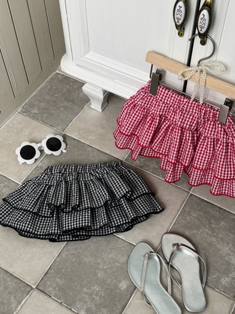Check Tiered Skirt Check Tiered Skirt