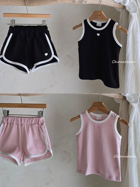 Heart Sleeveless Top Bottom Set Heart Sleeveless Top Bottom Set