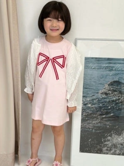 Red Ribbon Short Sleeve One-piece Red Ribbon Short Sleeve One-piece