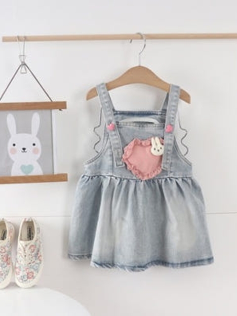 Heart Denim Suspender Skirt