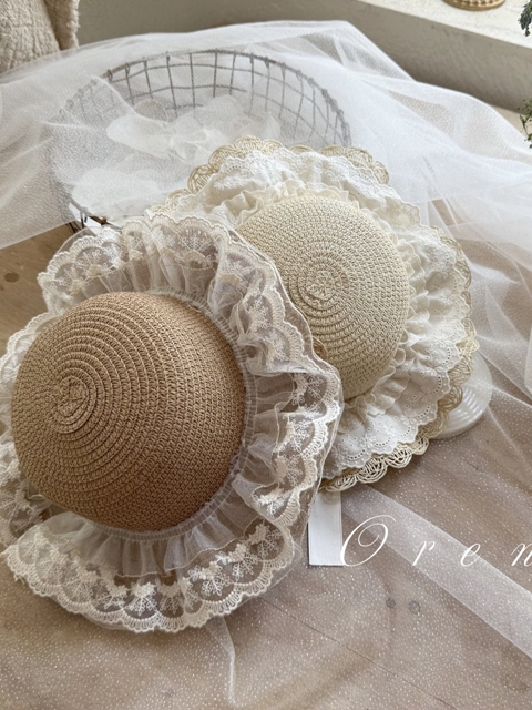 Romantic Wave Straw Hat (Dark Beige)