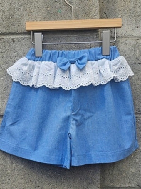 Denim Waist Lace Shorts