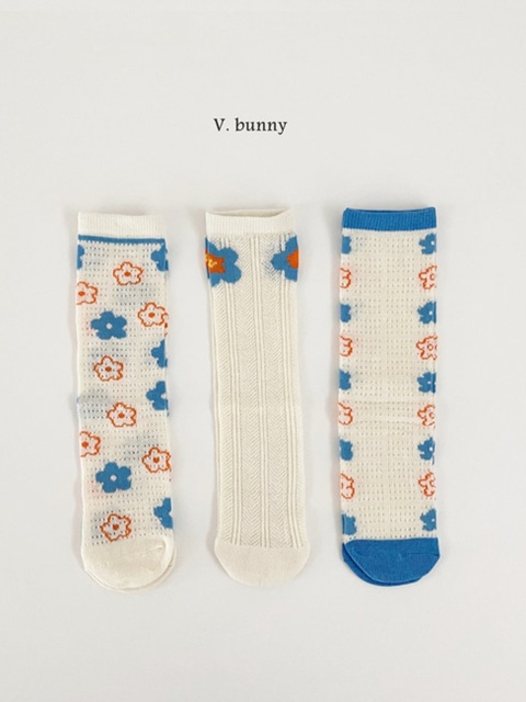 Blue Flower Socks Set