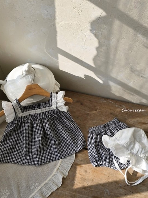 Check Lace Set (Blouse + Bloomer Set)
