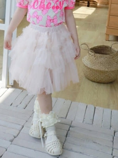 Frill Tiered Tutu Skirt (Cream)